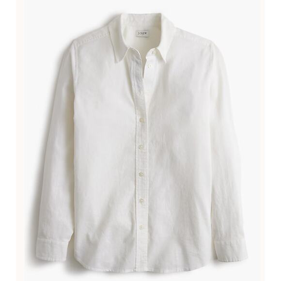 NWT J.Crew Linen Blend Button Up Shirt Long Sleeve White Size XL - Picture 1 of 6